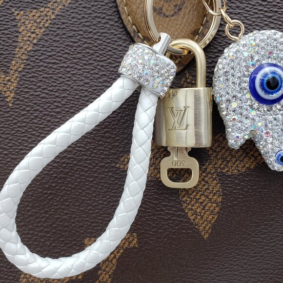 Authentic Louis Vuitton Lock & Key with unbranded Evil Eye Bagcharm - Picture 9 of 13